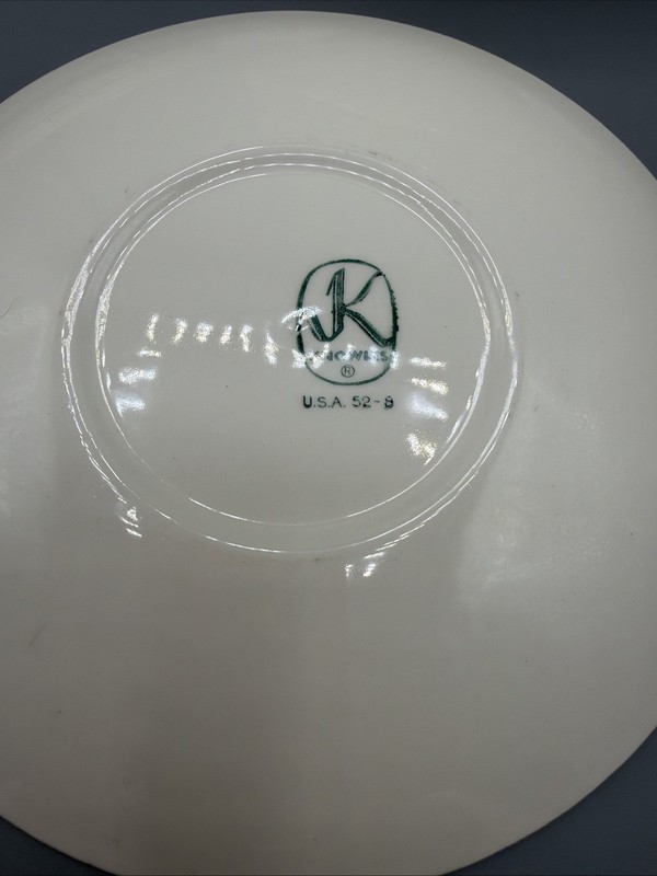 Vtg Set Handled Bowl Plate Set- Knowles USA 52-9 52-7 Gold Rim Floral design gallery