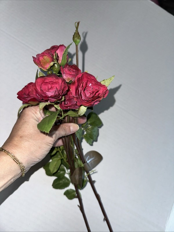 TWO-Winward American Beauty Rose Floribunda 19” Faux Florals NEW