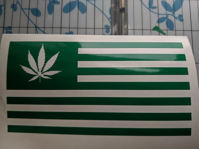 Pot Leaf flag Cannabis Vinyl Decal Sticker 420 Marijuana Weed 2.0