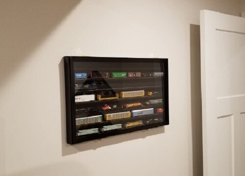 Train Display Case N Scale Cherry 7 Shelves Solid Wood Cabinet Railroad Car Rack gallery