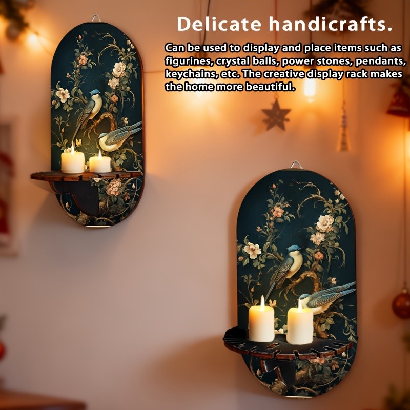 2D Wood Wall-Mounted Shelf Multi-Functional Wall Art Storage Display Rack Decor gallery