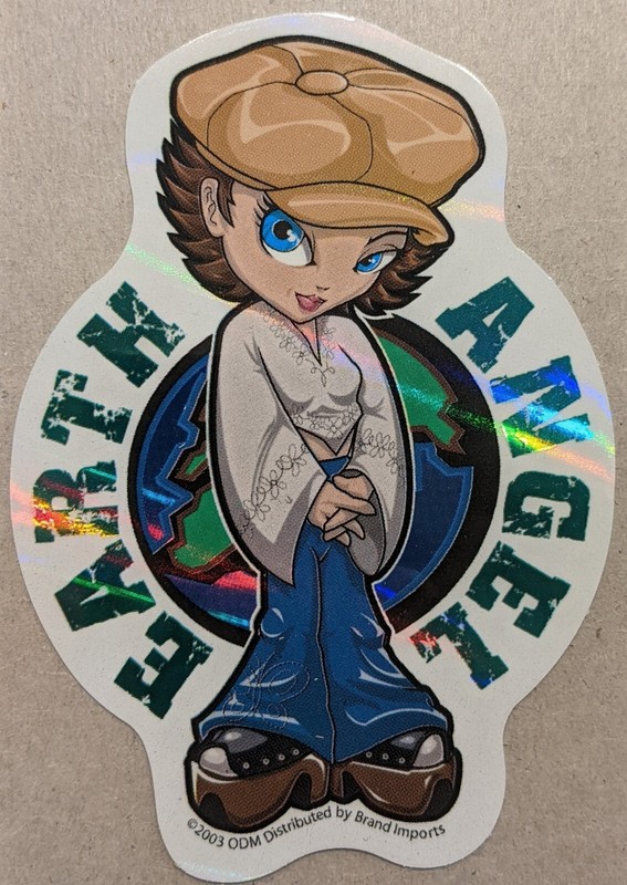 2003 Y2K ODM ZUM Brand Imports Prism Holo Girl Power Vending Sticker EARTH ANGEL