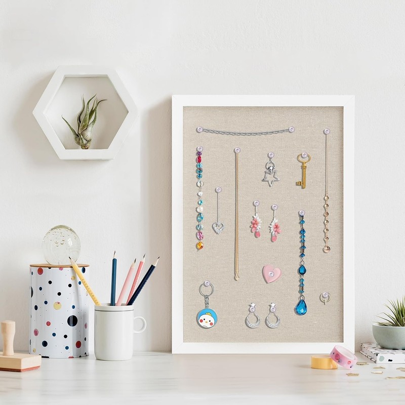 Versatile 12"x17" Hanging Cork Board with Linen Design for Creative Spaces gallery