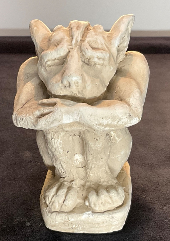 Miniature Gargoyle Figurine. Pensive Style Gothic Statue. 3.25” x 2”