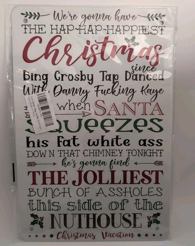 Christmas Nuthouse Santa The Jolliest-Steel Decor Sign 12×8