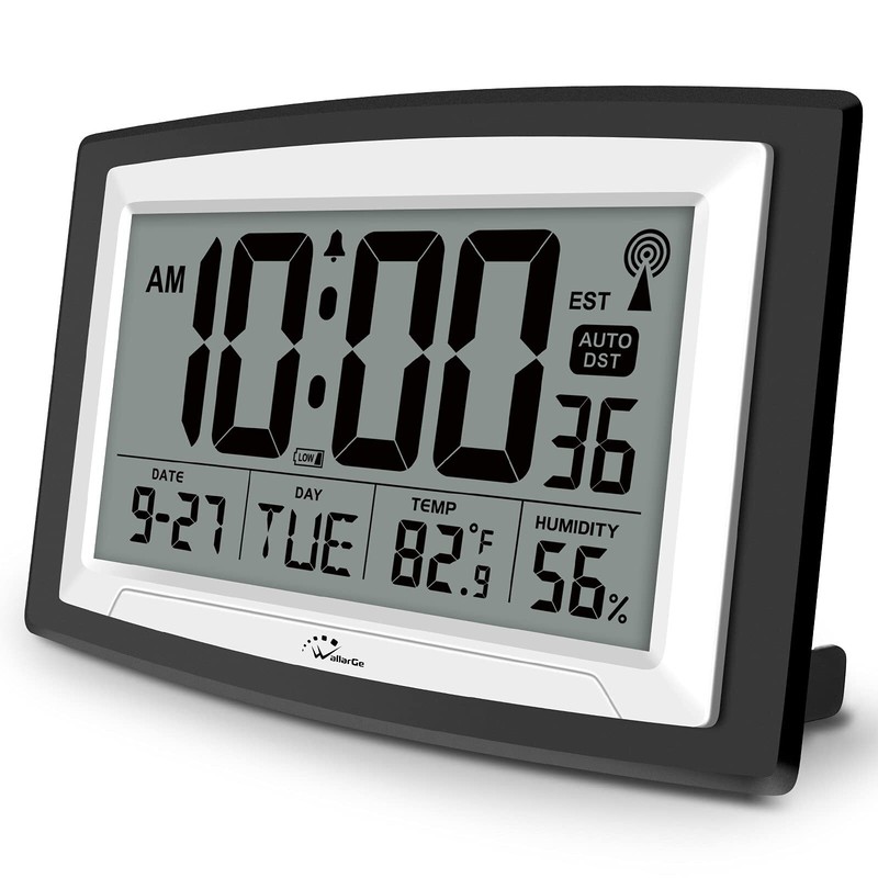 Digital Atomic Wall/Desk Alarm Clock Large Display With Temperature & Humidity
