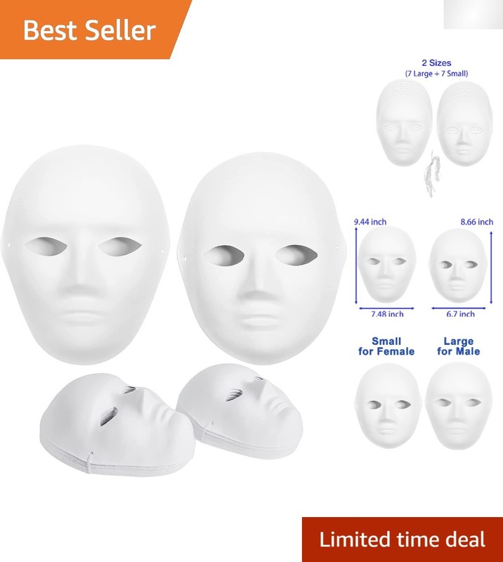 Versatile 14 Count Paper Mache Masks – Large & Small Sizes for Kids & Adults