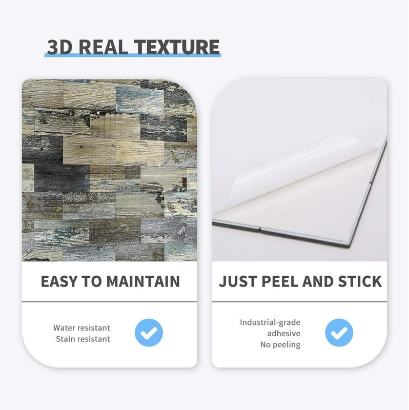Art3d Peel and Stick Distressed Rustic Wood Panel 5-Sheet, Baywood gallery