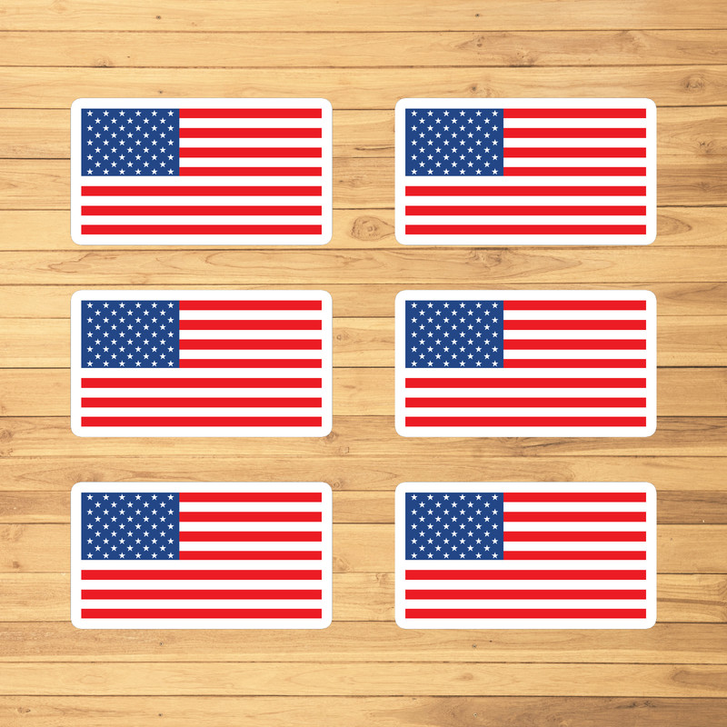 Set of 6 - USA Flag Decal Patriotic - American Flag Stickers
