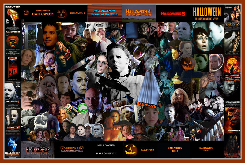 HALLOWEEN Movies Collage – 24″ x 36″ – MICHAEL MYERS Jamie Lee Curtis, Carpenter