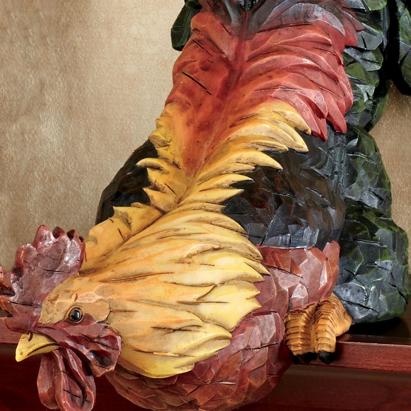 Content Rooster Shelf Sitter Set of - Resin - Green, Orange, Yellow, White, B... gallery