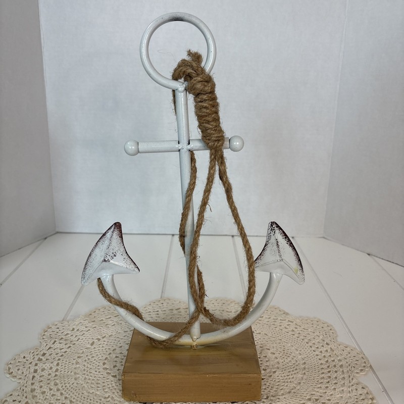 Metal Boat Anchor And Rope Ocean Sea Decor Home Nautical Theme