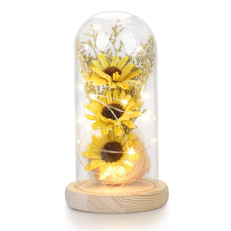 socathey Sunflower Gifts for Women, Sunflowers Artificial Flowers in Glass Do...