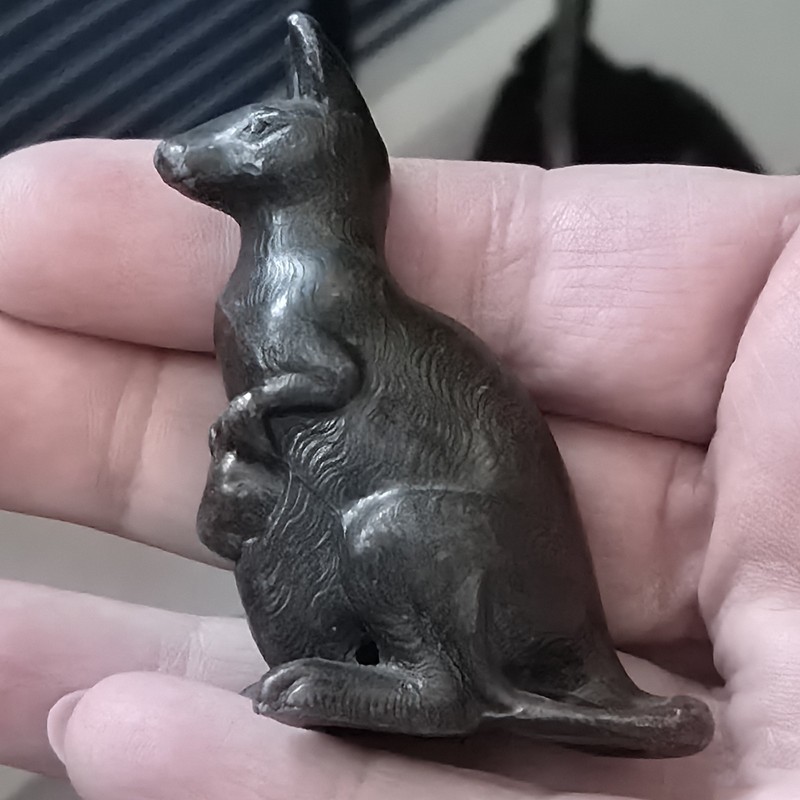 Vintage Miniature Kangaroo w/ Joey Figurine Animal Sculpture Cast Japan 2″
