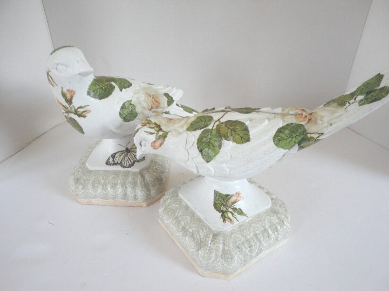 Decoupage Birds Table Decor Rose Floral 2 styles (Handmade)