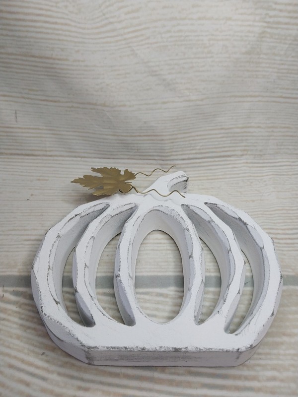 New! White Carved Look Pumpkin Wood Cutout Sign Decor Fall Autumn Farmhouse gallery