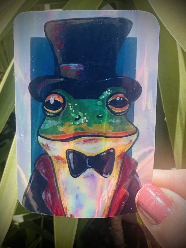 ACEO Original *HOLOGRAPHIC STICKER* “Gentleman Society” 2.5x3.5
