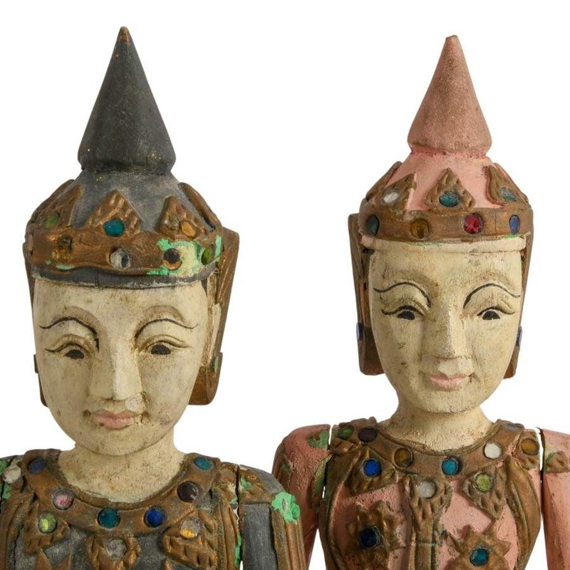 Antique Burmese Wooden Musician Figurines gallery