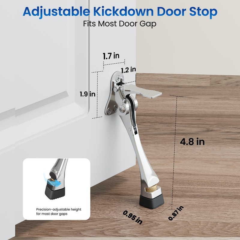 Kickdown Door Stopper Heavy Duty, Touch Adjustable Height Door Door Stop with... gallery