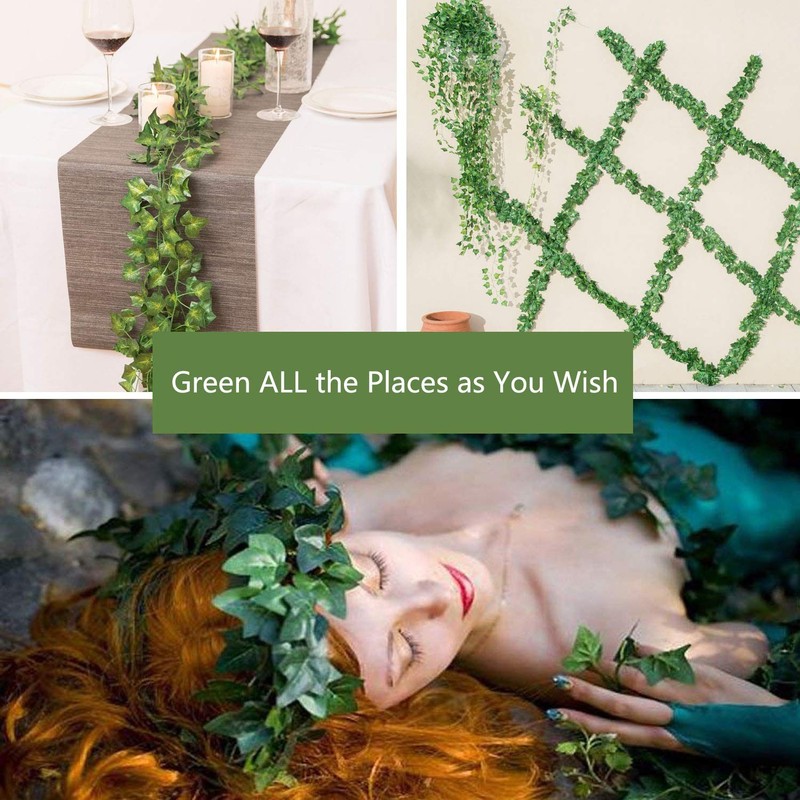 12 Pack Fake Vines for Room Decor Artificial Ivy Garland with Clip Green Flow... gallery
