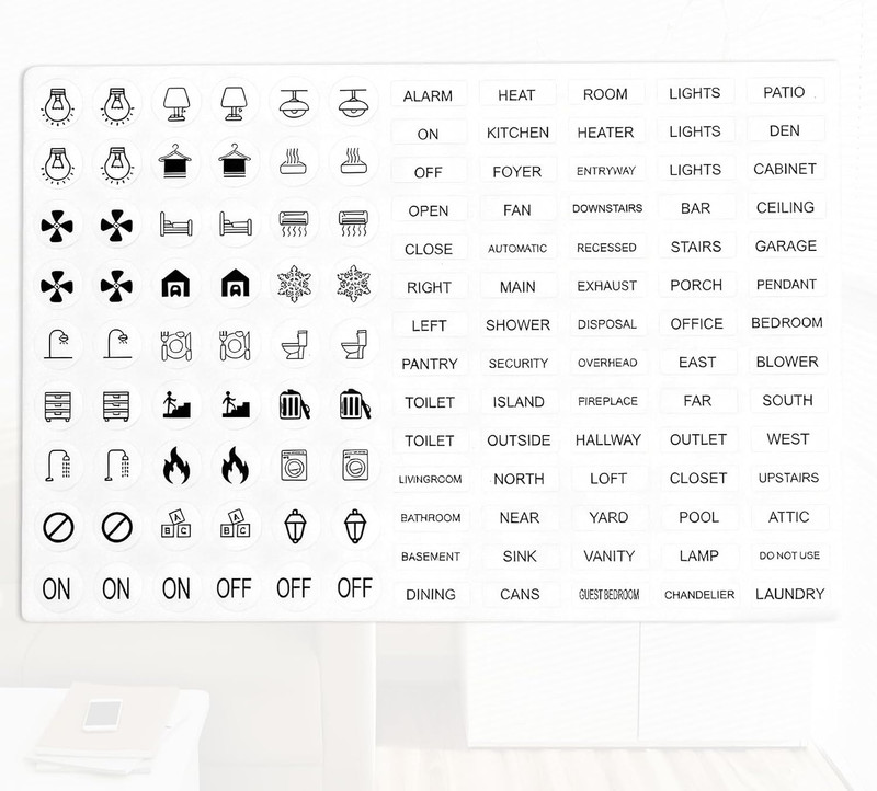 Transparent Light Switch Labels 620PCS, Waterproof Switch Stickers for Home Offi gallery