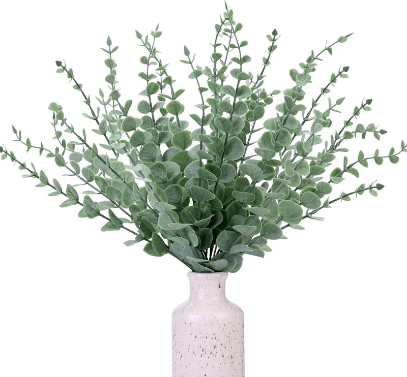 24pcs Eucalyptus Stems Artificial Eucalyptus Leaves Fake Greenery Branches Fake