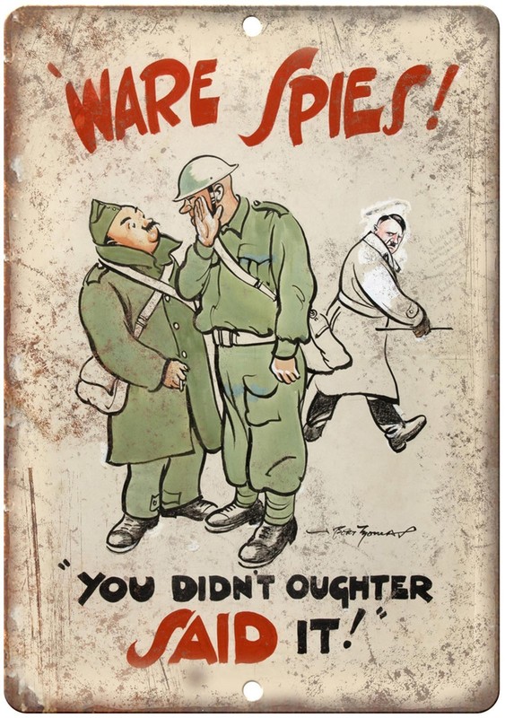 World War II Metal Sign World War Ware Spies Military Poster Hitler 8x12