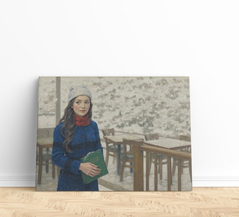 Sexy Woman Winter Snow Oil Painting Living Room Wall Hanging Canvas Painting