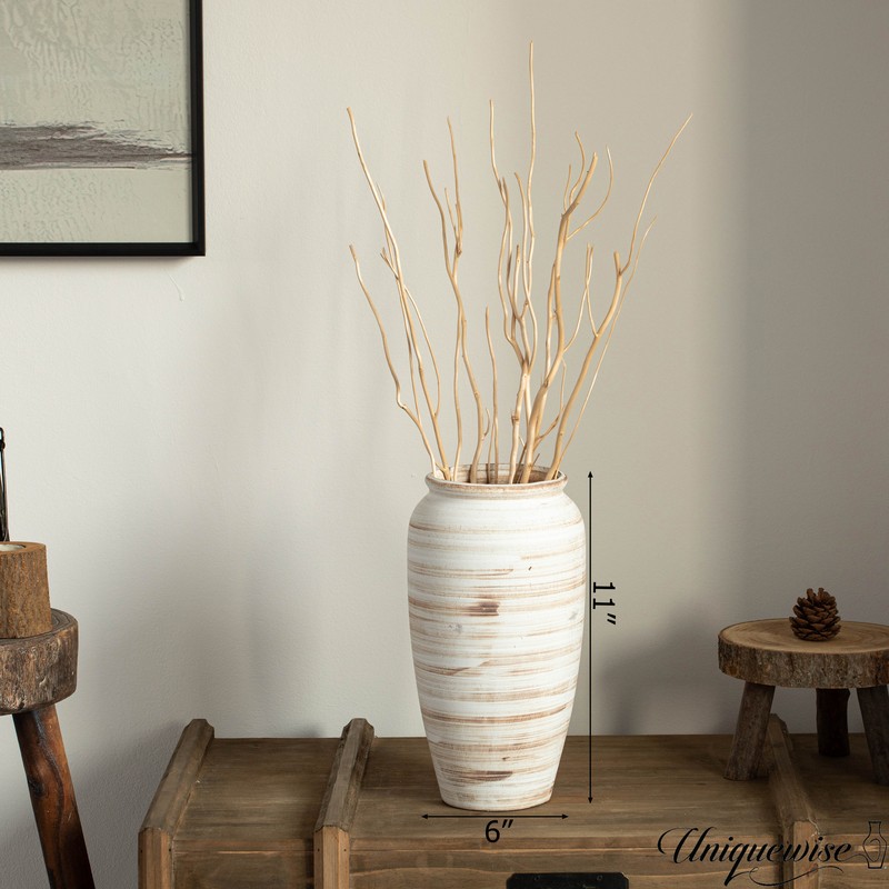 Uniquewise Ceramic Stripe Vase Vintage Boho Decorative Piece for Pampas Grass gallery