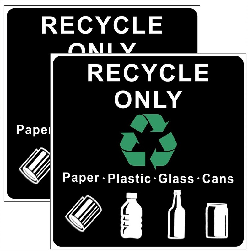 (2 Pack) 6″X6″ Recycle Only Adhesive Vinyl Decal Sticker For Trash Garbage Bin