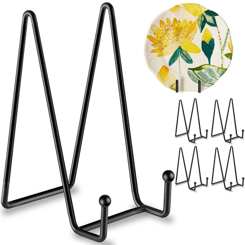 Hoewina 5 Pack 6 Inch Plate Stands for Display, Holder Display Black