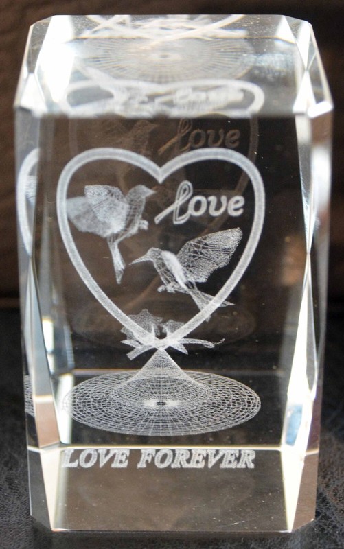 Approx 3 1/2 In. Tall 3D Glass LOVE FOREVER Display
