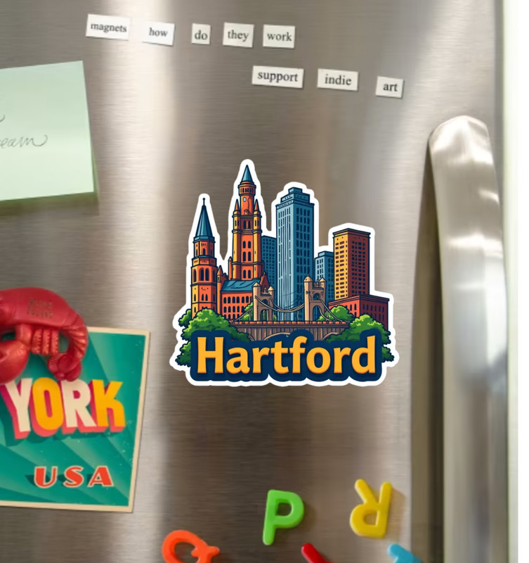Hartford Connecticut Fridge Magnet or Laptop Sticker