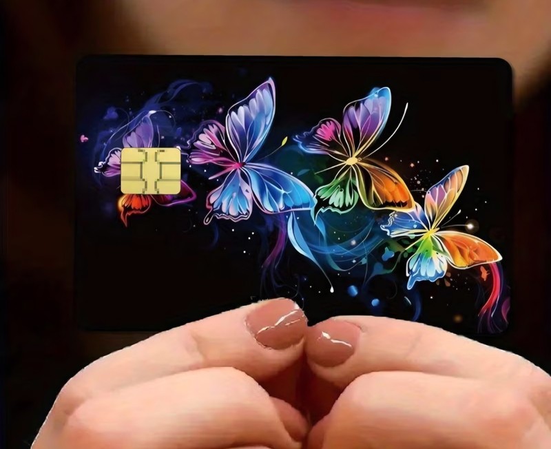 Glitter Style Butterfly Design Debit Credit Bank Card Skin Sticker NEW
