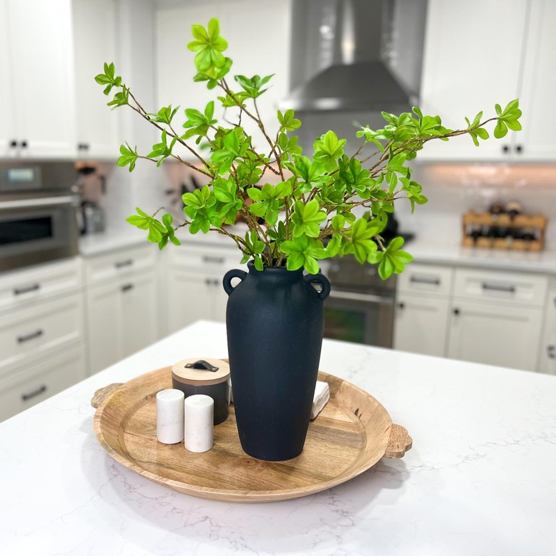 12 Inch Tall Black Ceramic Vase, with 5 Branches of 25 Inch Faux Artificial V... gallery