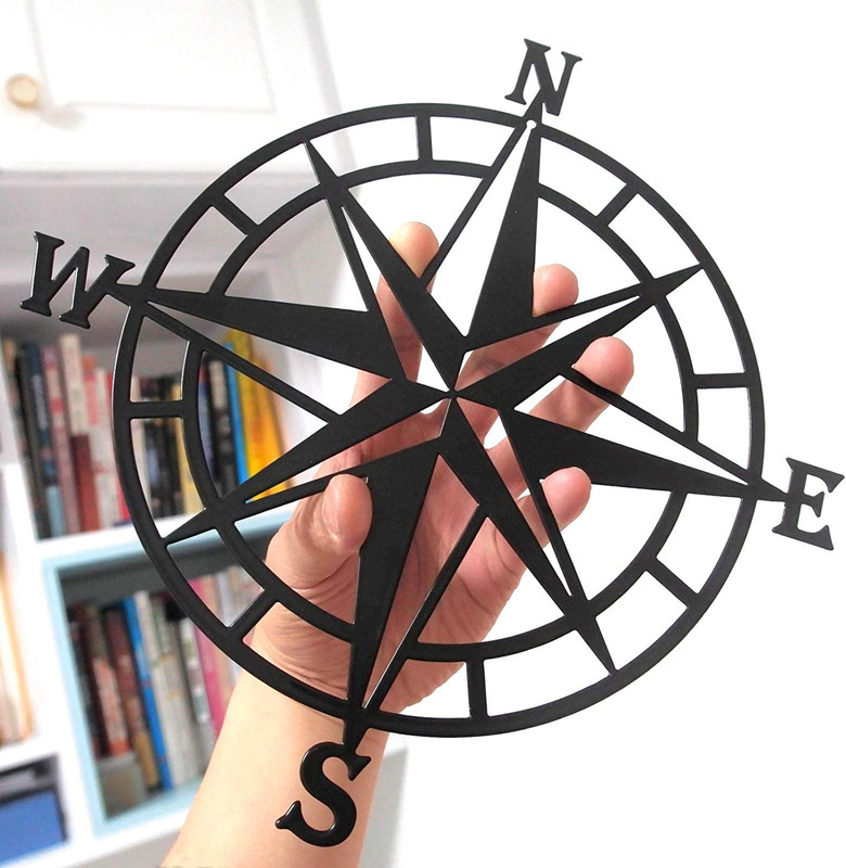 11 Inches Metal Decorative Nautical Compass Wall Decor, Living Room Bedroom Offi