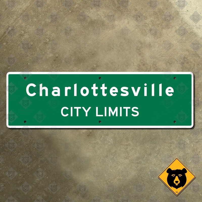 Charlottesville Virginia city limits highway road sign marker boundary 30×9
