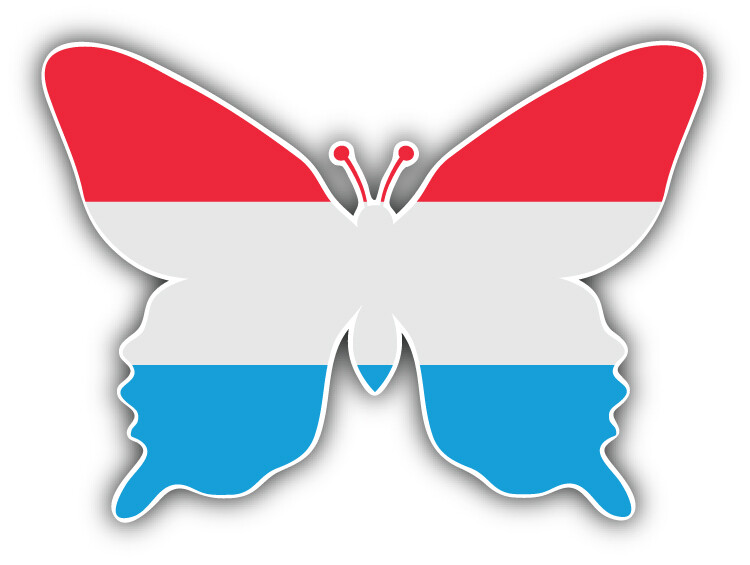 Luxembourg Butterfly Flag Car Bumper Sticker Decal