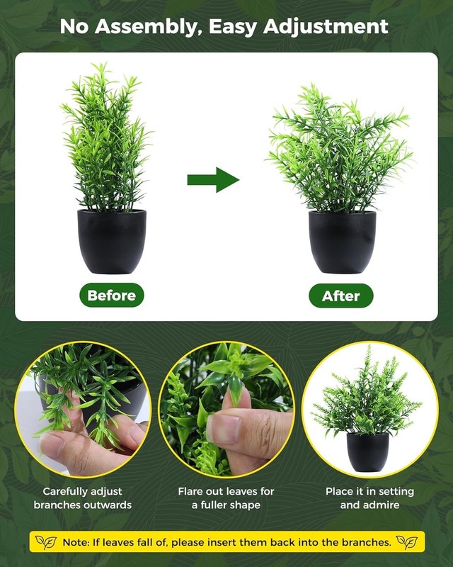 Fake Plants 6 Packs Artificial Plants Small Faux Plants Black/White Bathroom gallery