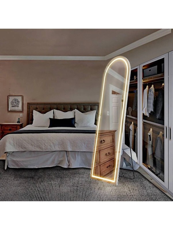 63 X20 Mirror Full Length Standing LED Lights Lighted Floor Stand