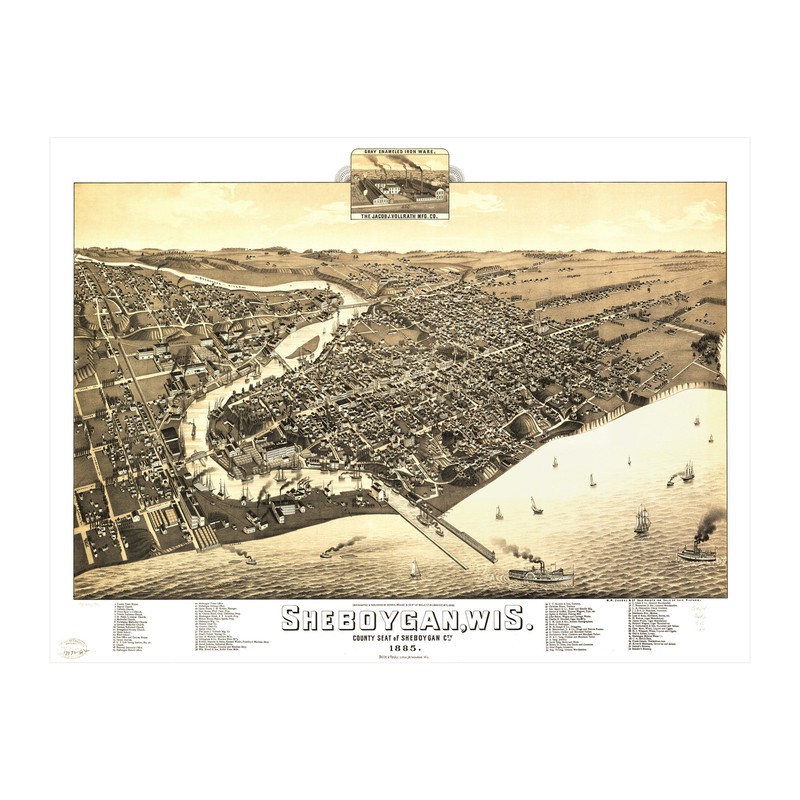 Old Map of Sheboygan, WI 1885 - Vintage Sheboygan Wisconsin gallery