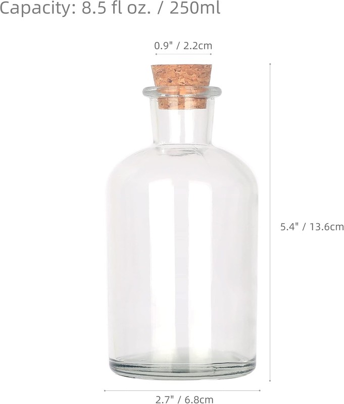 Decorative Glass Bottles with Cork Spers (8.5 fl oz. Round gallery