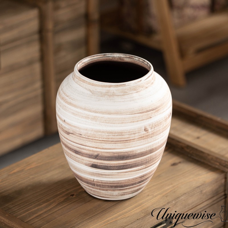 New Uniquewise 8-inch Modern Farmhouse Round Wide Mouth Ceramic Vase gallery