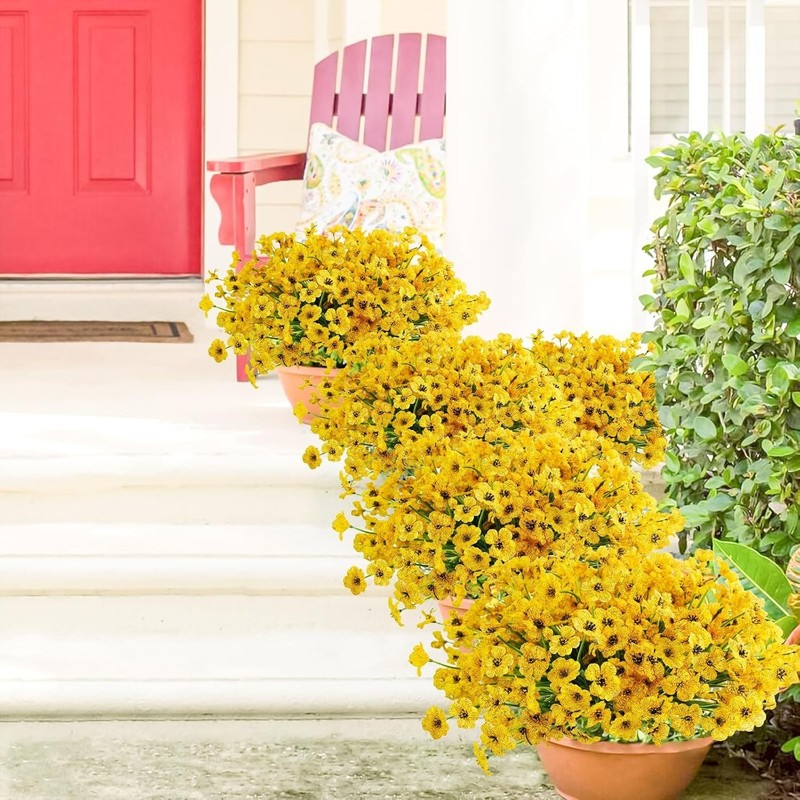 Vibrant Yellow Silk Flowers 72 Bundles Outdoor UV Resistant No Fade Garden Decor gallery