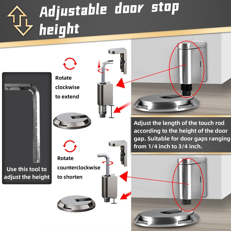 NEW Magnetic Door Stopper Mechanical Silent Floor Door Stop Door Catch Holder US gallery