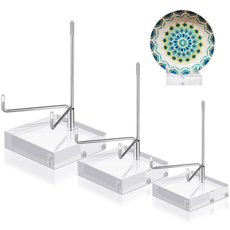 Glenmal 3 Pack Adjustable Metal Arm Display Stand Easel with Acrylic clear