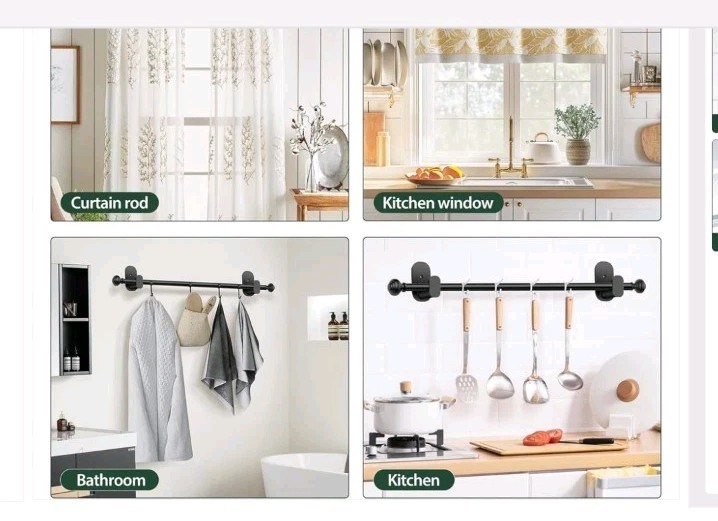 KAMANINA 5/8 Inch Curtain Rods 32 to 58 Inches (2.6-4.8ft), Black gallery