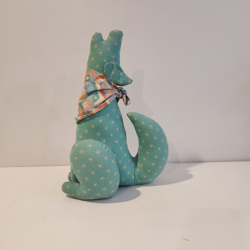 Vintage Howling Coyote Southwestern Cloth Door Stop Heavy Decoration