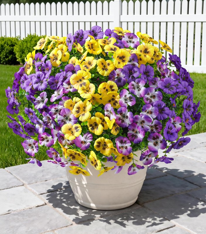 Ivydale 20PCS Artificial Fake Pansy Flowers for Outdoors Spring Summer Decor,…
