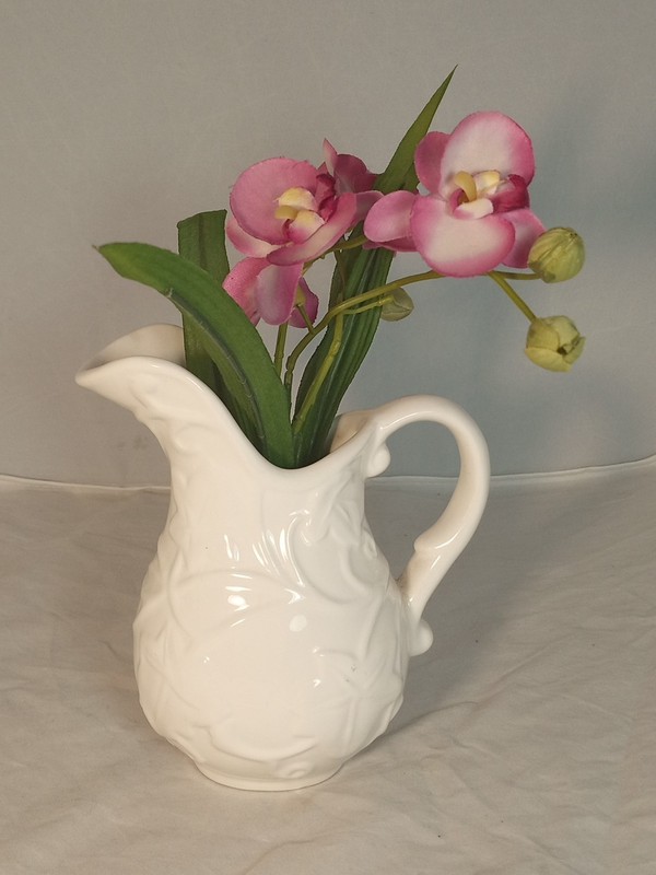 Floral Pitcher/Vase With Artificial Flowers, Easter/Spring Decoration
